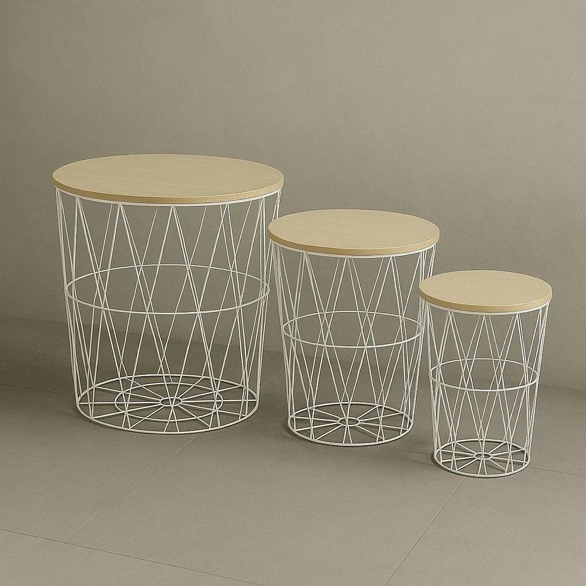 Set 3 mesas auxiliares redondas Marina cambrian