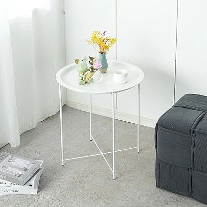 Mesa centro auxiliar metálica Agueda blanco