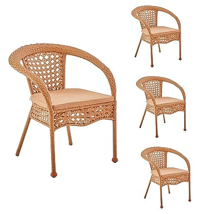 Conjunto Yakarta 4 sillones + 1 mesa redonda 90x75 ratan