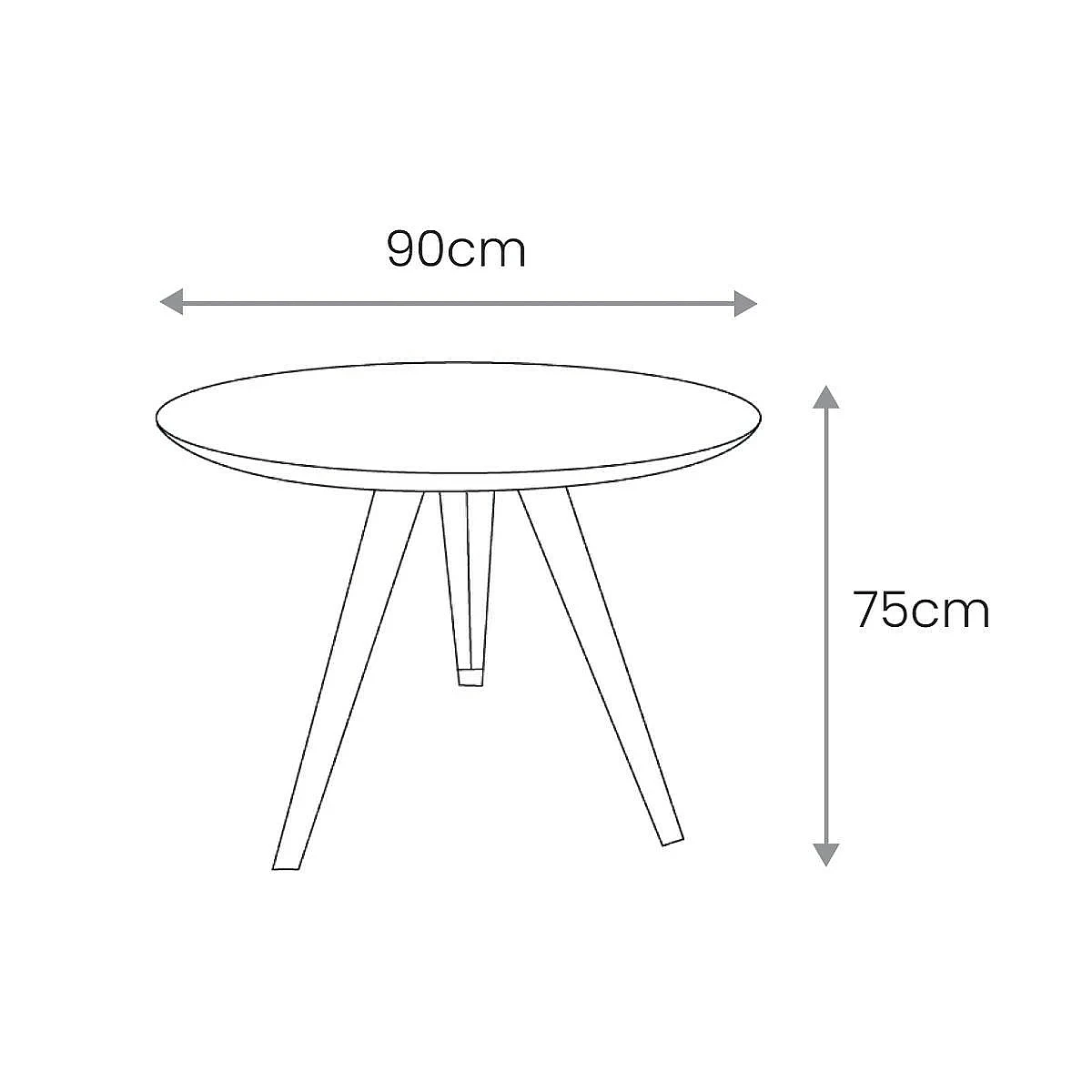 Mesa comedor Zenith redonda 90 chapa nogal 3 patas