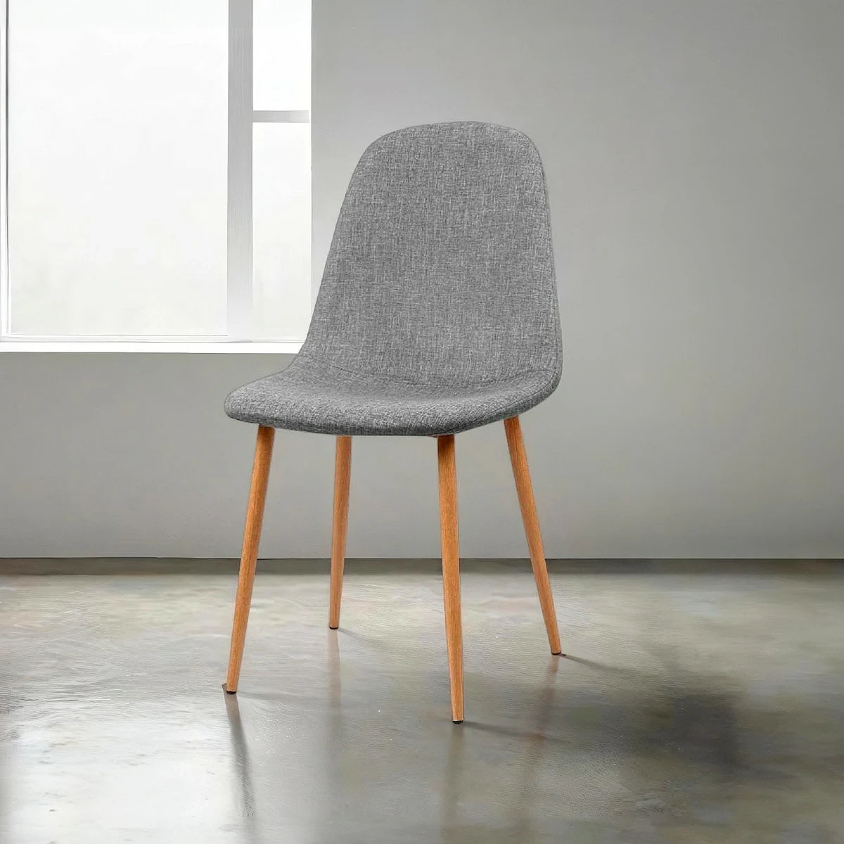 SILLA DENIS GRIS PATA METALICA NATURAL