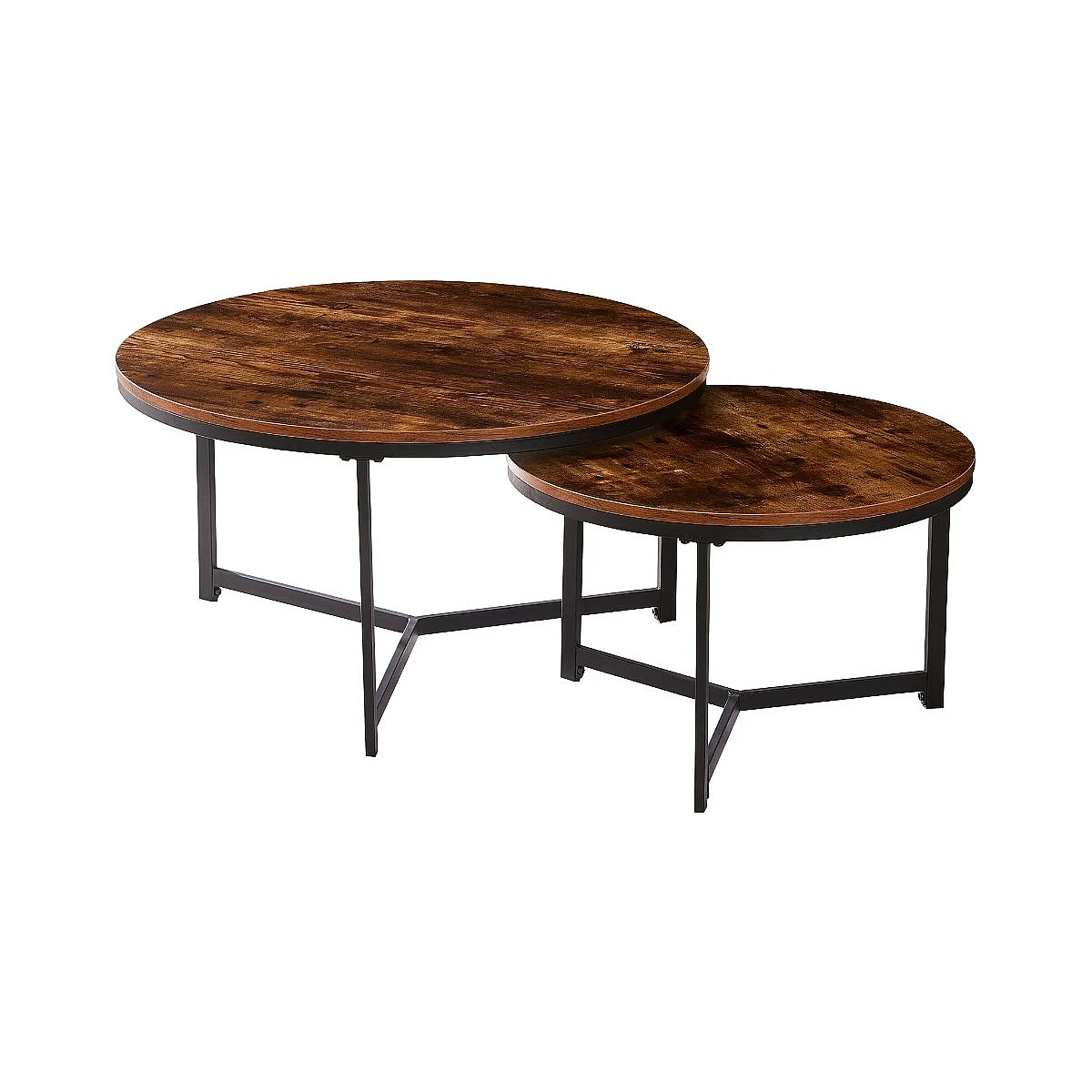 Set 2 mesas centro redondas Canela nogal