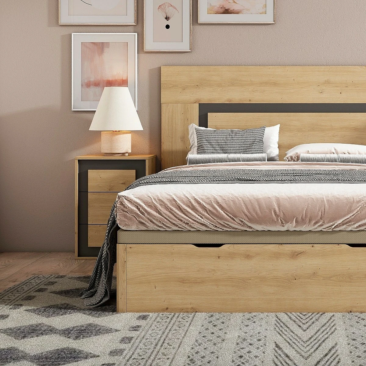 Mesita 3/C Atenea roble negro