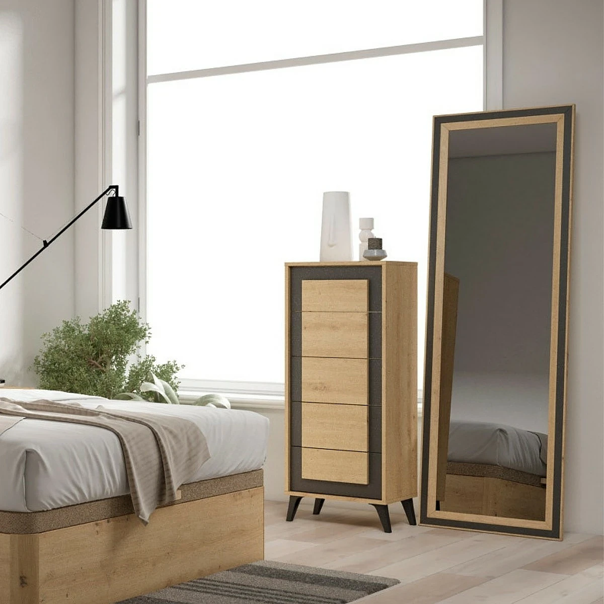 Espejo vertical Atenea roble negro