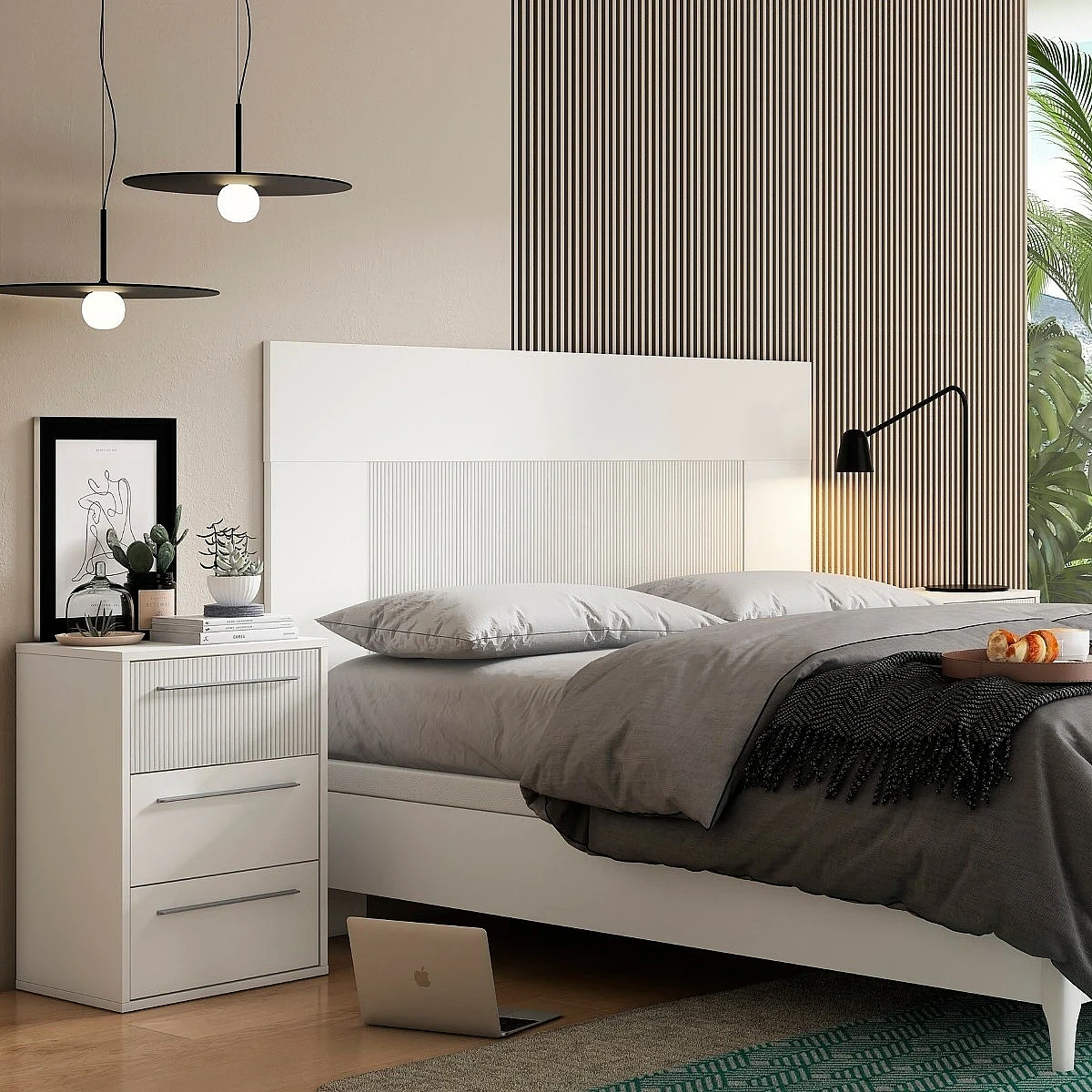 Cabecero Ares blanco savana claro