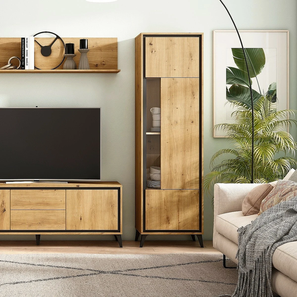 Vitrina alta Atenea roble negro