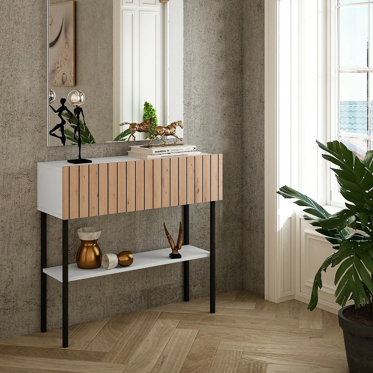 Consola 320 roble amazona blanco