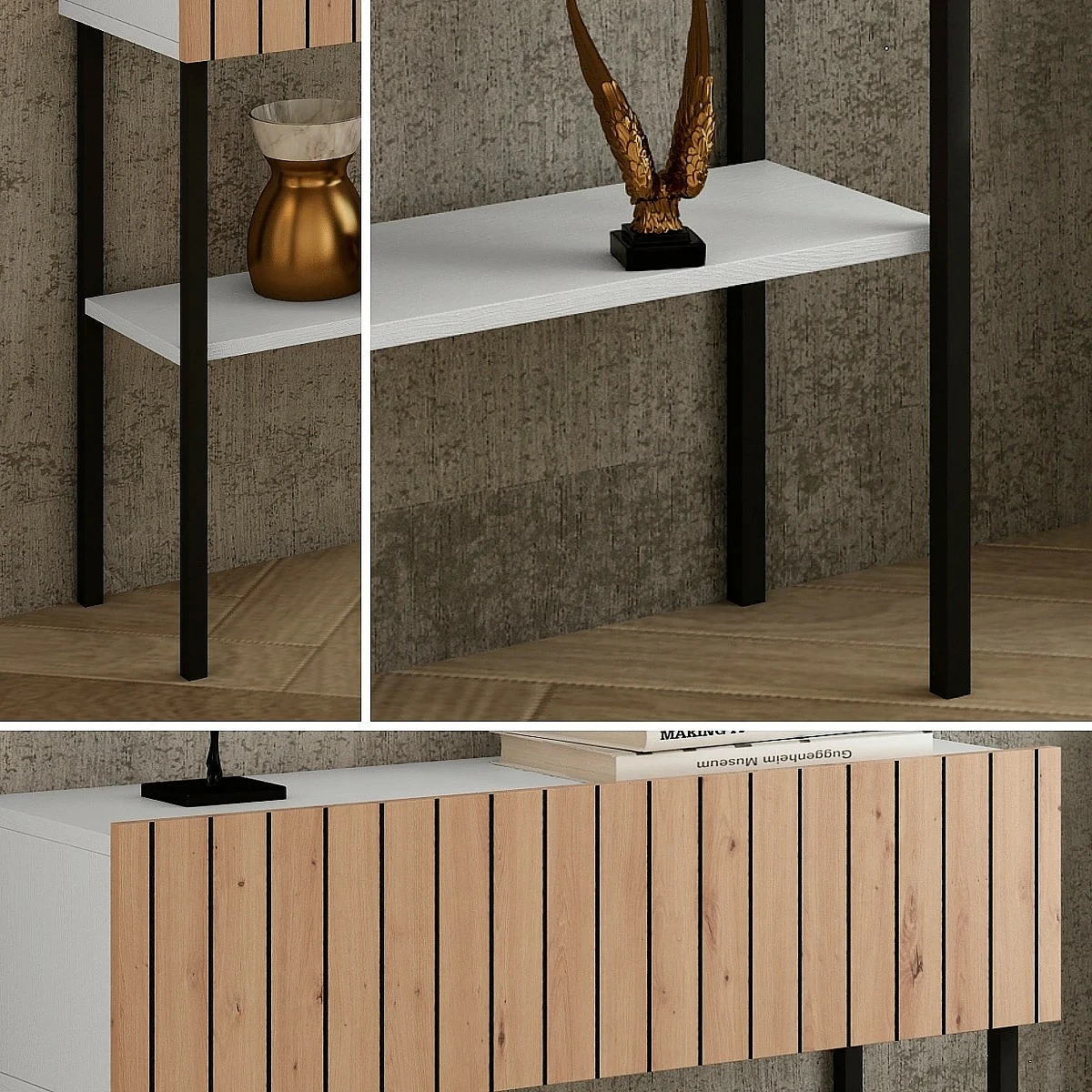 Consola 320 roble amazona blanco