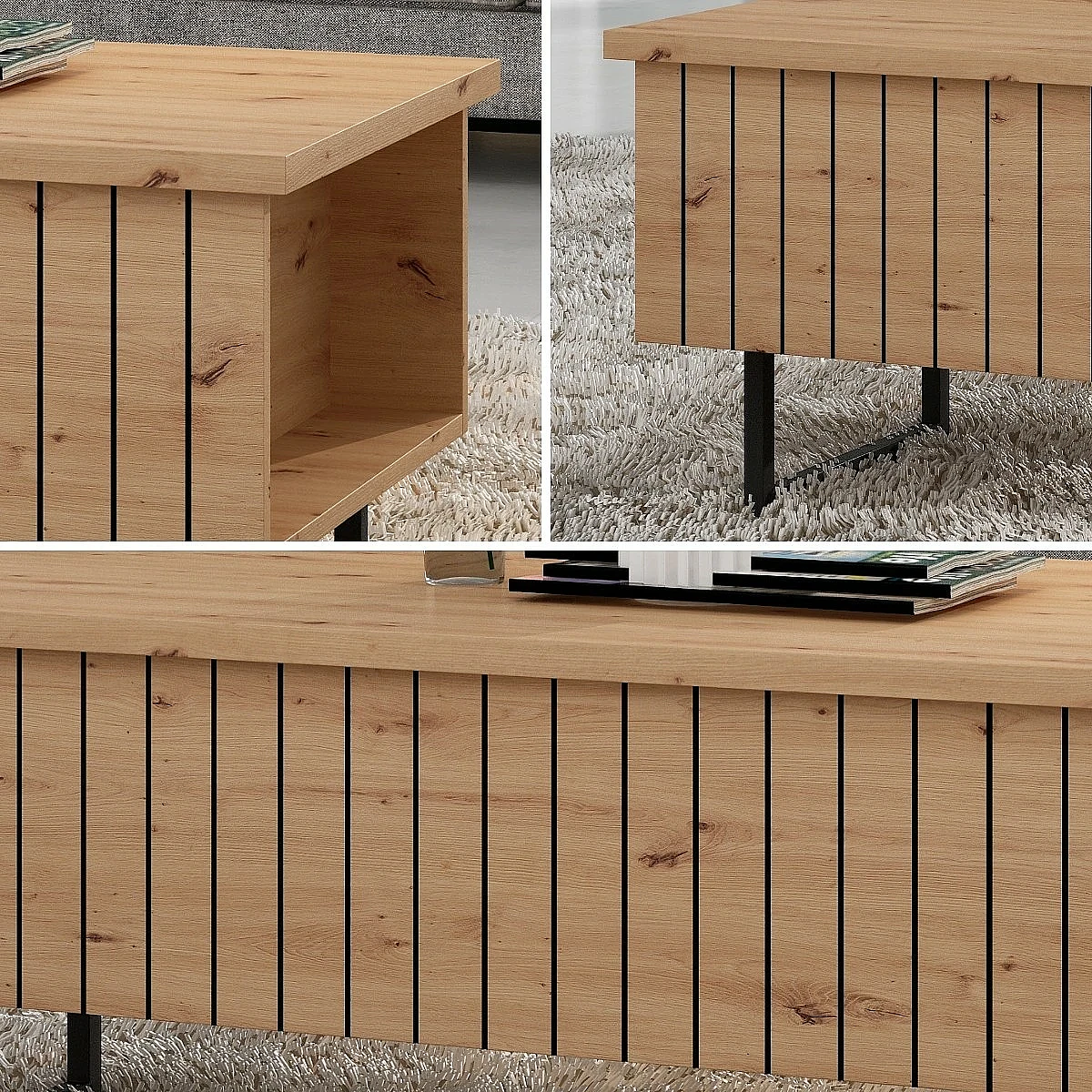 Mesa de centro elevable 316 roble