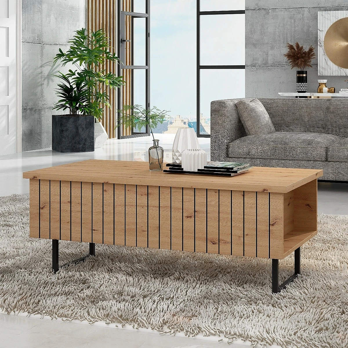 Mesa de centro elevable 316 roble