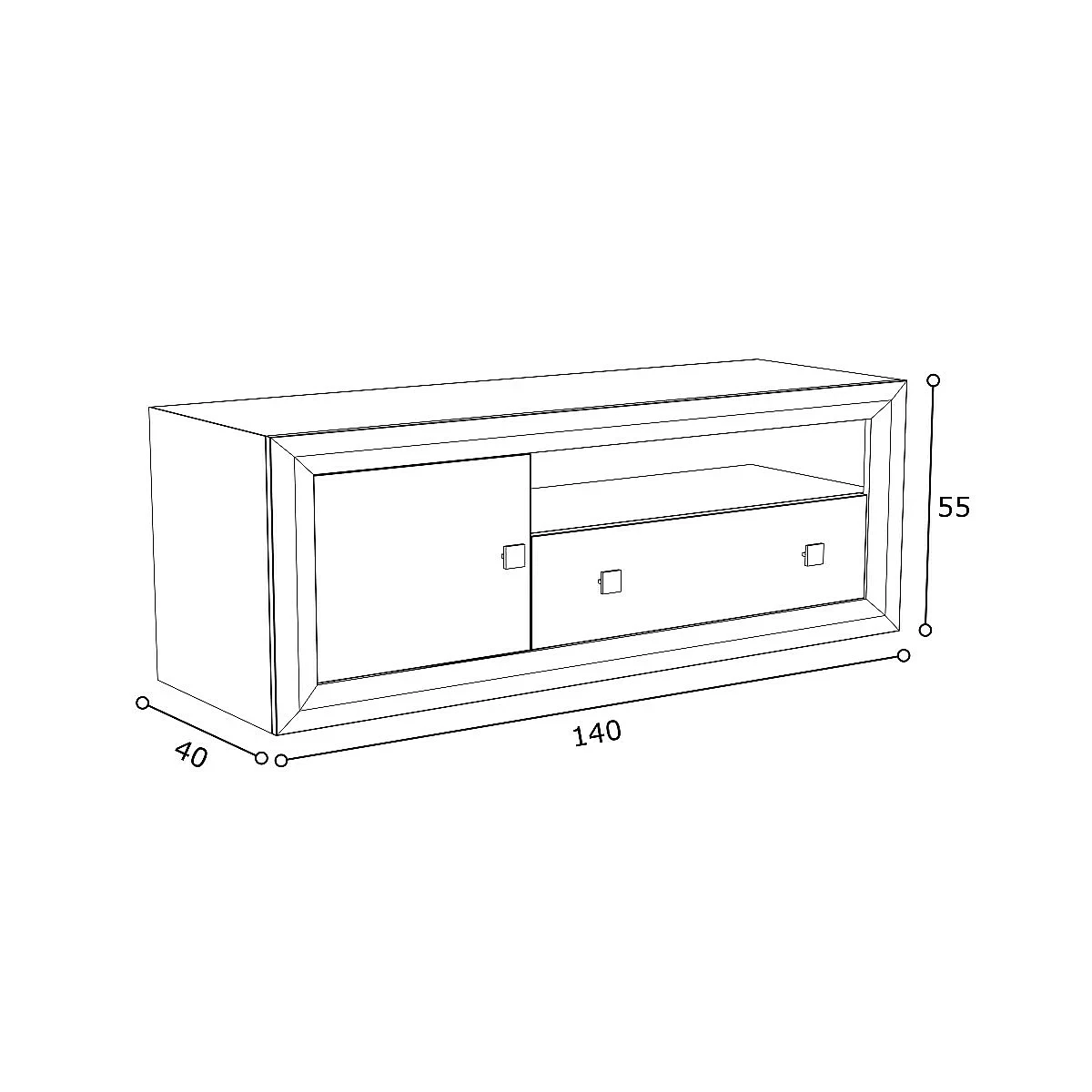 BAJO 1 PUERTA  Y 1 CAJON MOD.140CM MOD. BALI