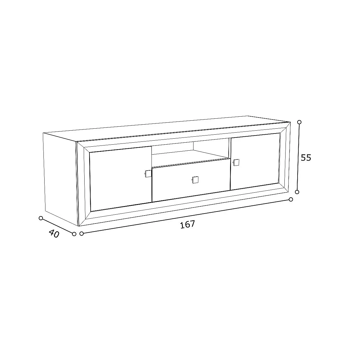 BAJO 2 PUERTAS  Y  1 CAJON MOD.167 CM MOD. BALI