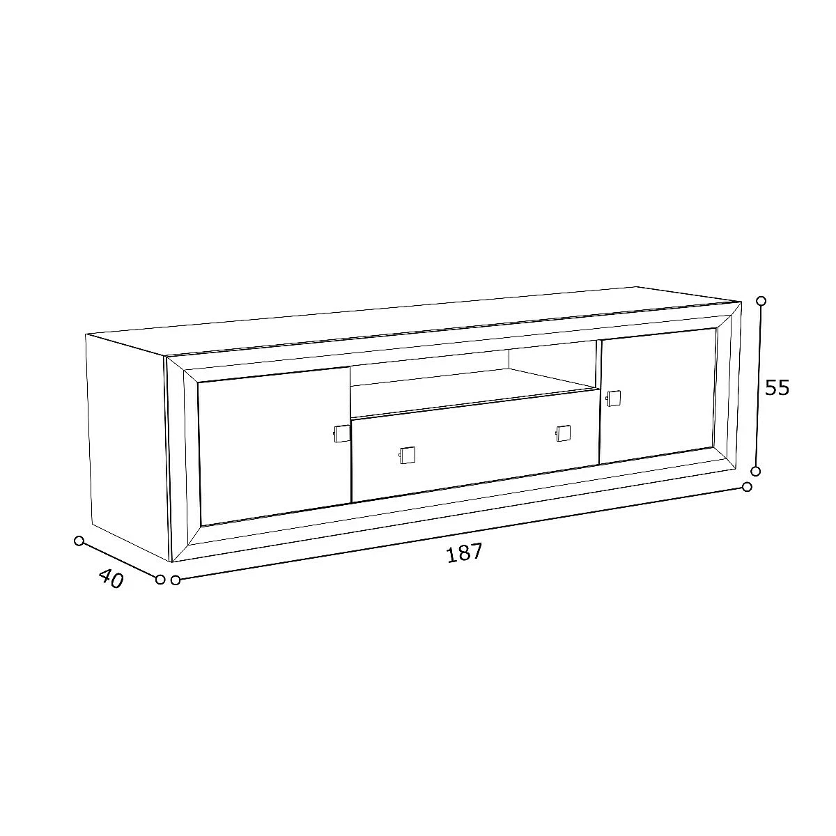 BAJO 2 PUERTA Y 1 CAJON MOD.187 CM  MOD.BALI