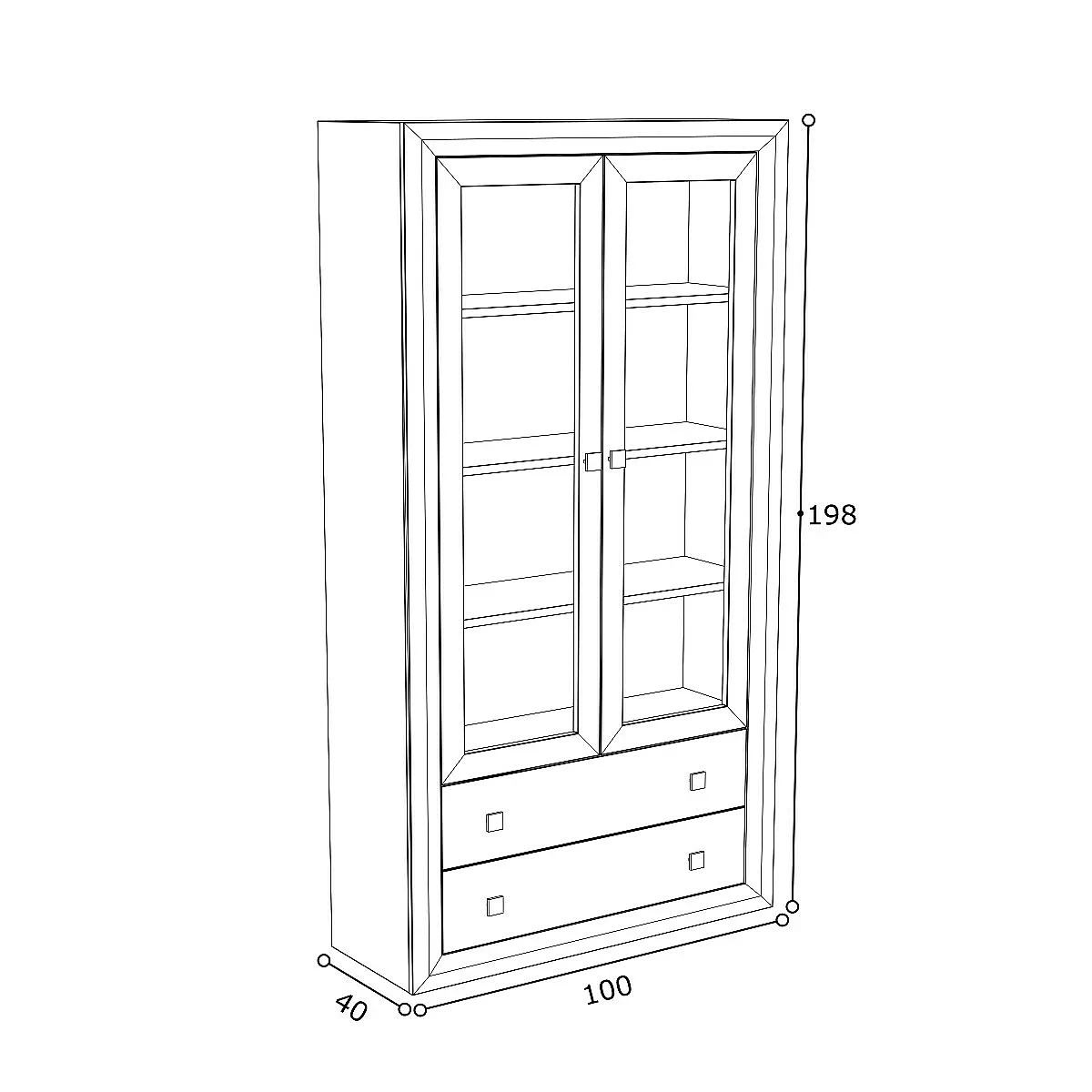 VITRINA 2 PUERTA  Y  2 CAJONES 100 CM MOD.BALI