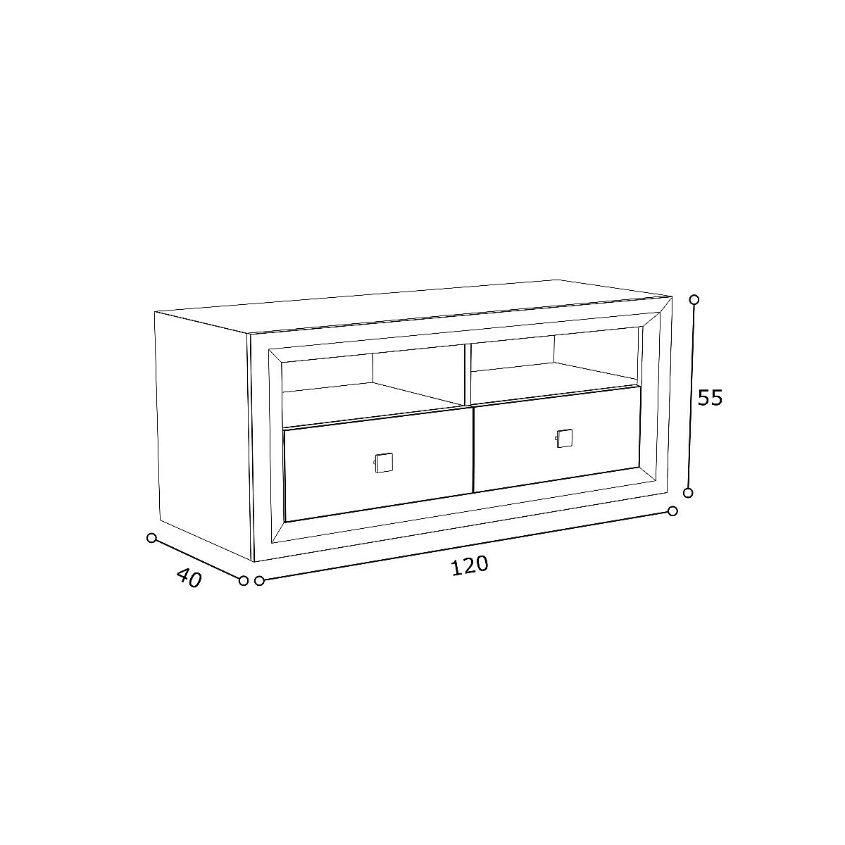 BAJO 2 CAJONES  Y  HUECO 120 CM MOD. BALI