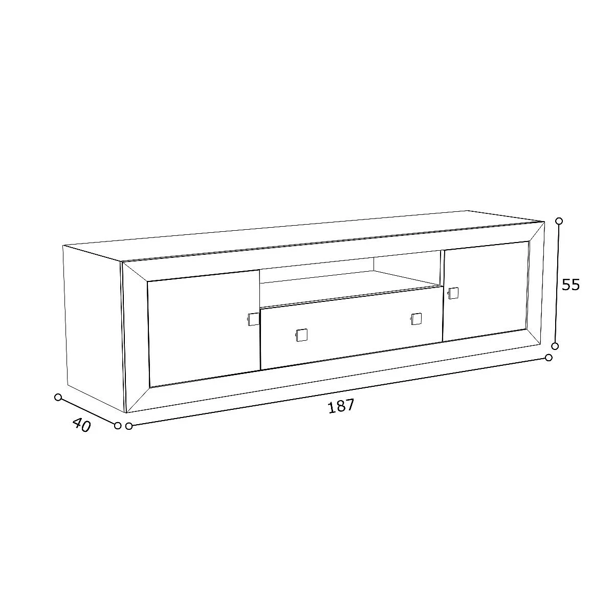 BAJO TV 2 PUERTAS Y 1 CAJON 187 CM MOD.PRAGA