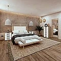 Conjunto dormitorio Toscana con cabecero, 2 mesitas, sinfonier y espejo