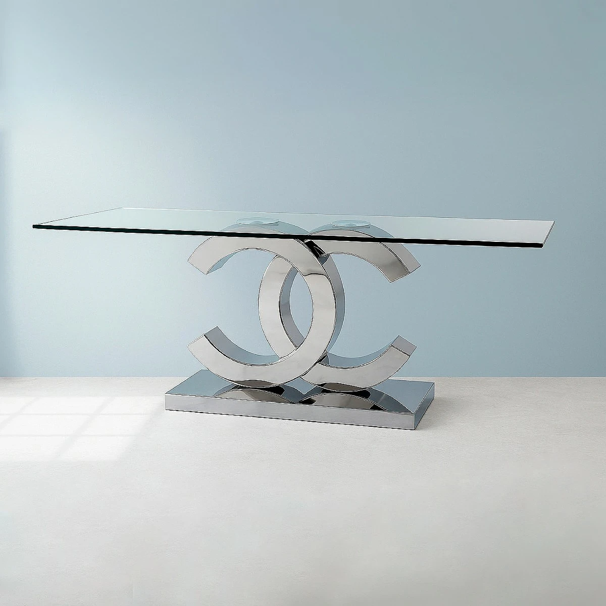 MESA COMEDOR LUNA 160X90 PATA CROMADA