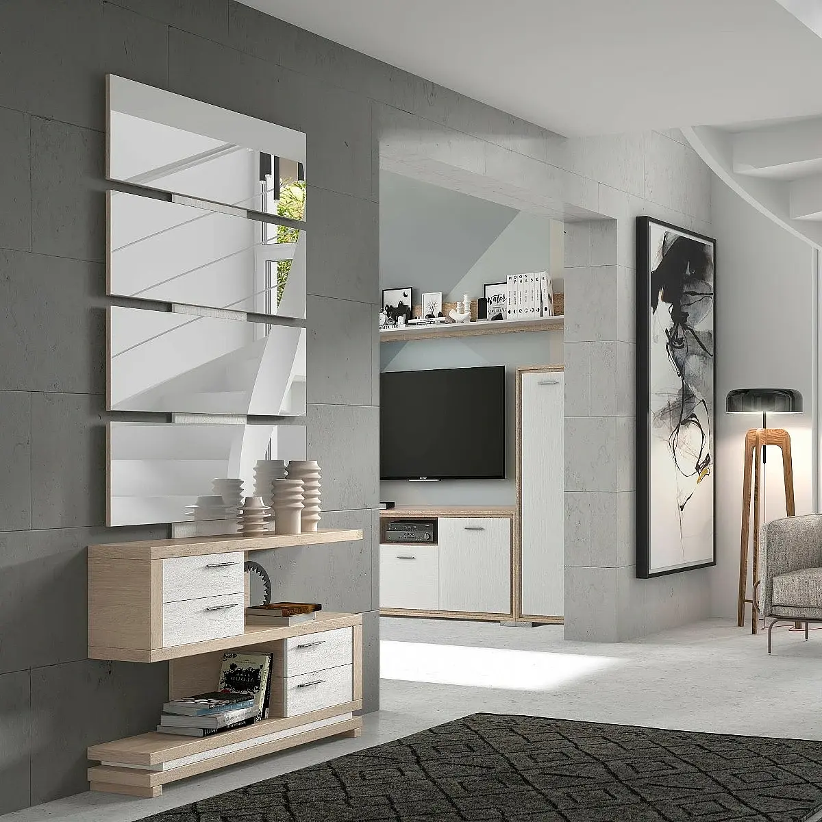 Conjunto recibidor y espejo 106