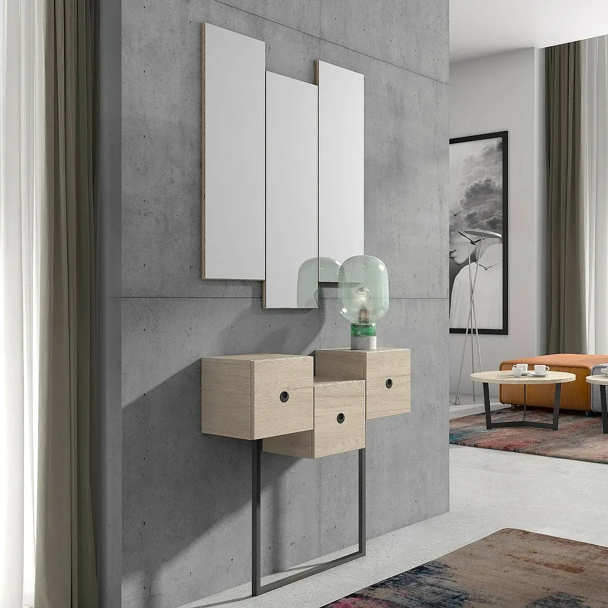 Conjunto recibidor y espejo 107