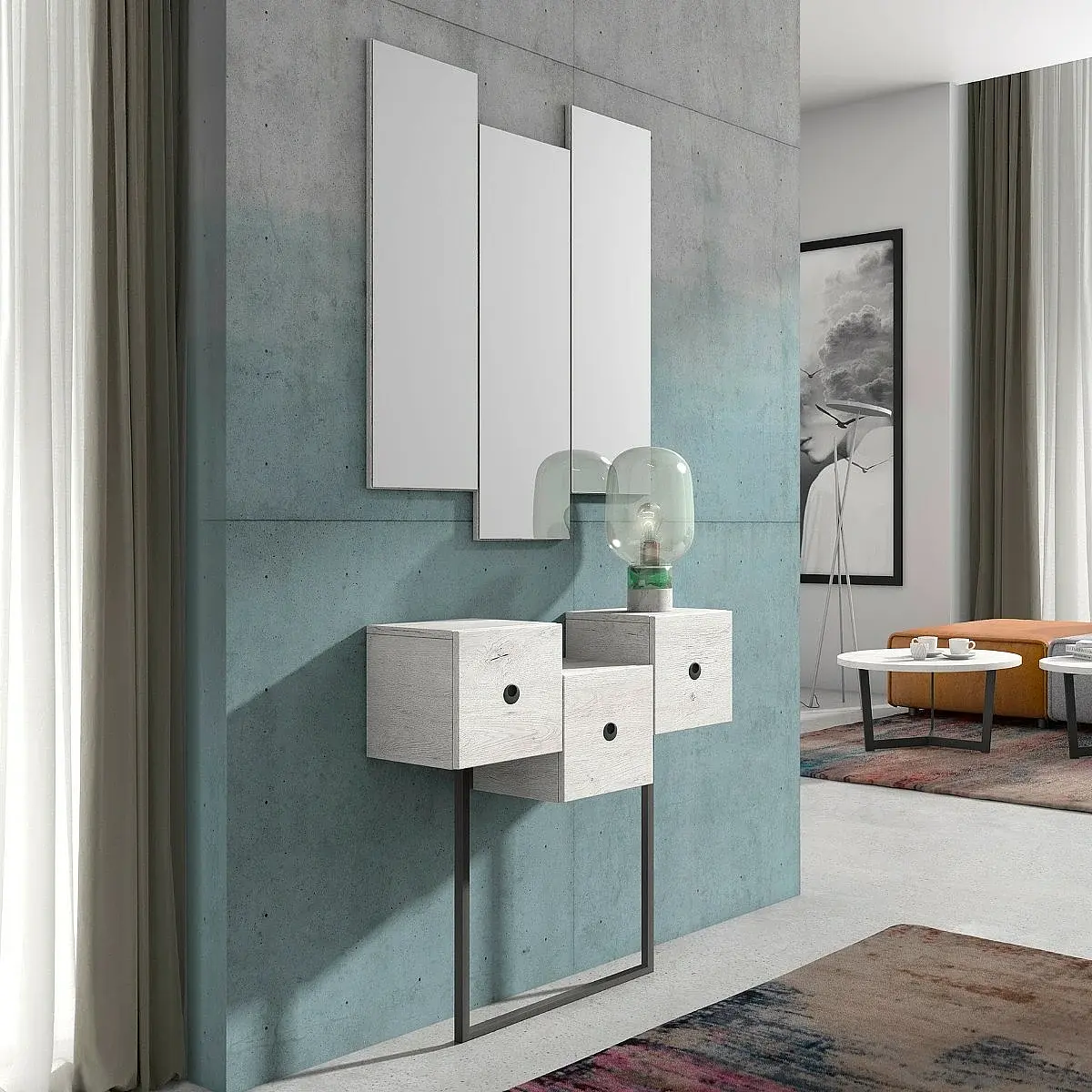 Conjunto recibidor y espejo 107