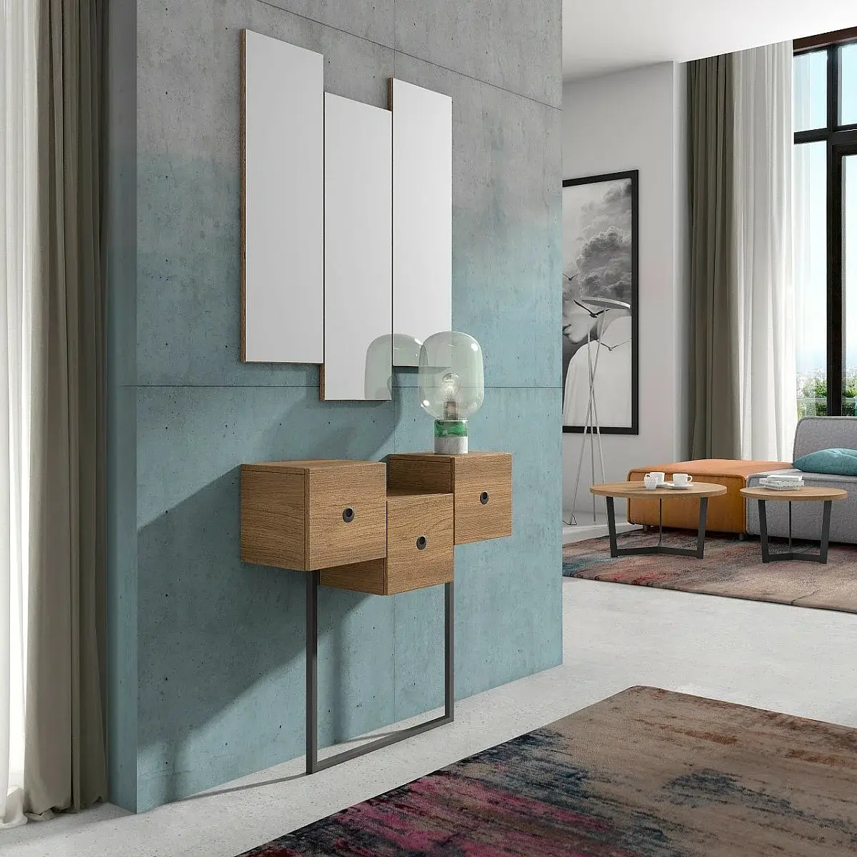 Conjunto recibidor y espejo 107