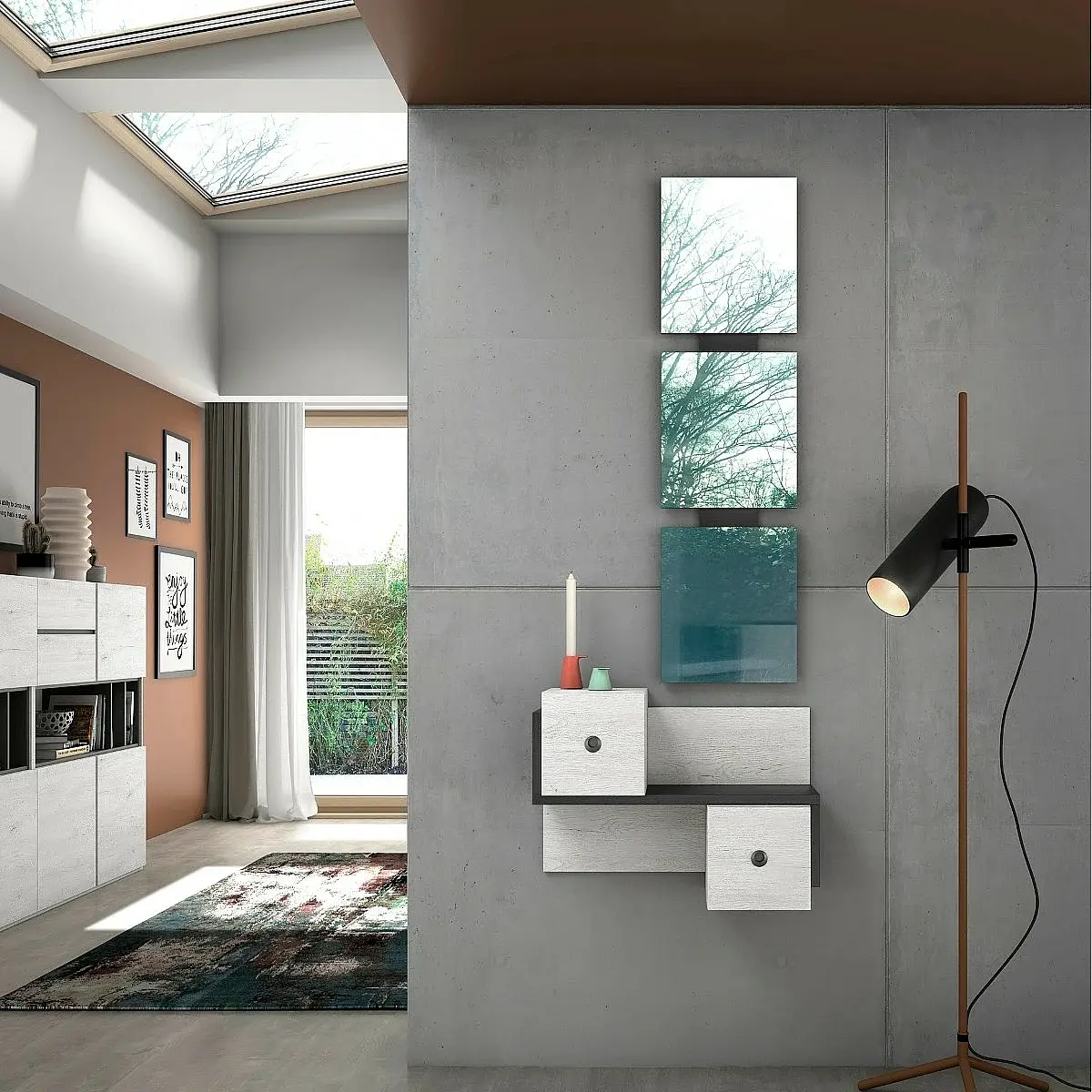 Conjunto recibidor y espejo 111