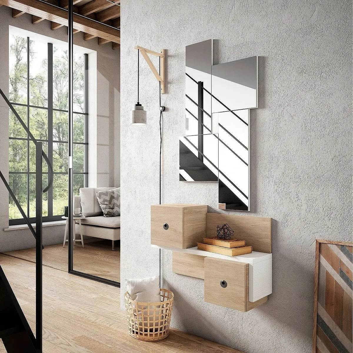 Conjunto recibidor y espejo 112