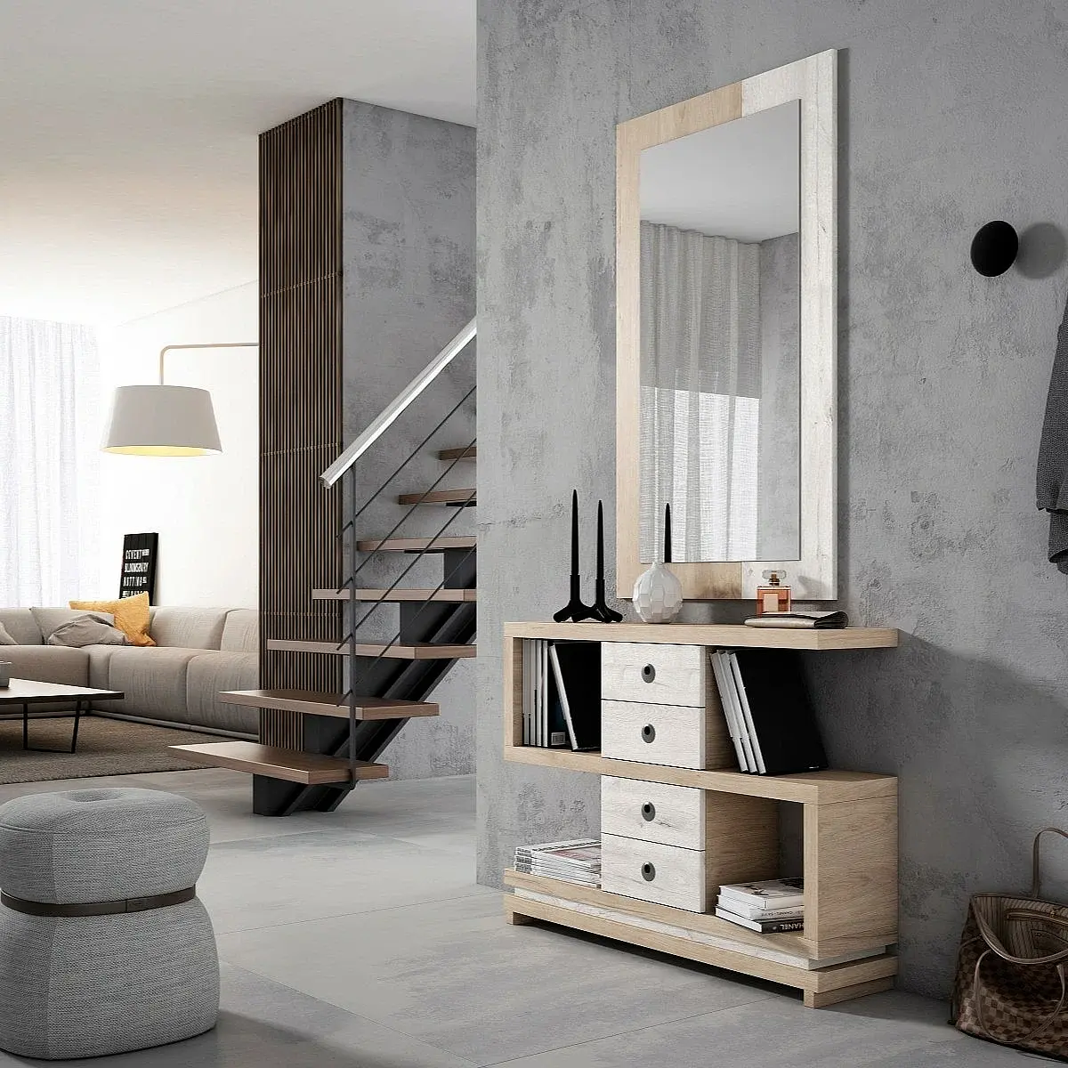 Conjunto recibidor y espejo 115