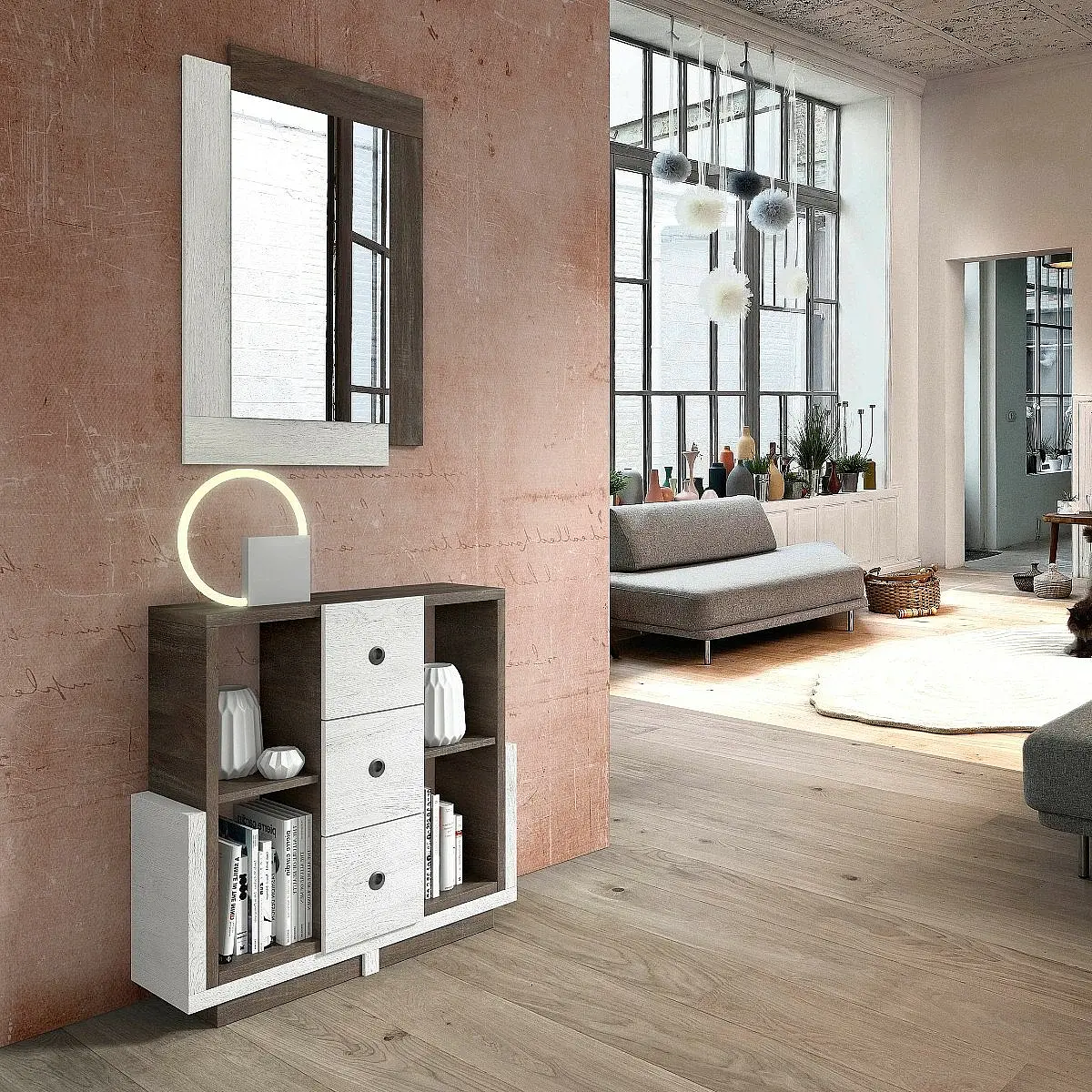 Conjunto recibidor y espejo 116