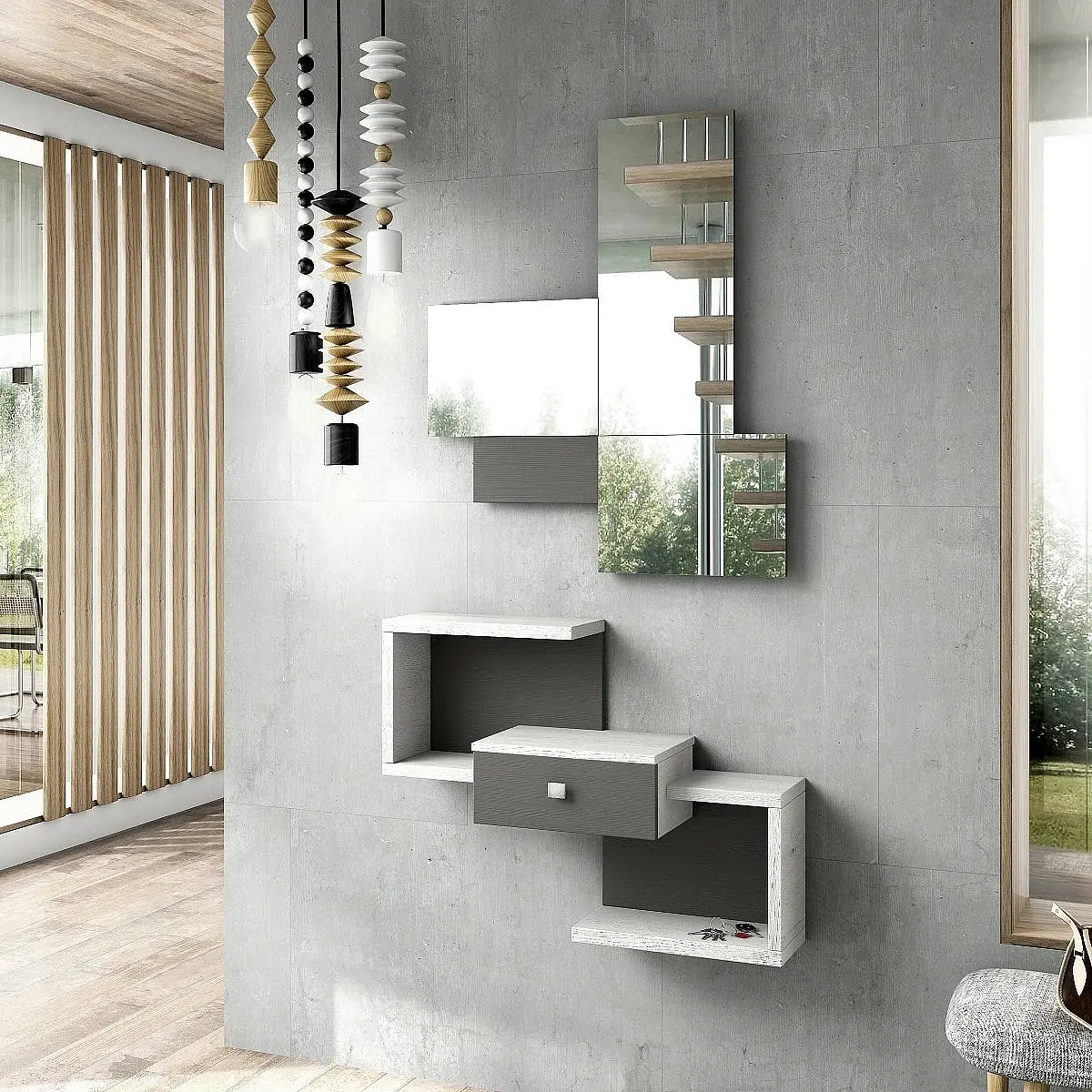 Conjunto recibidor y espejo 123