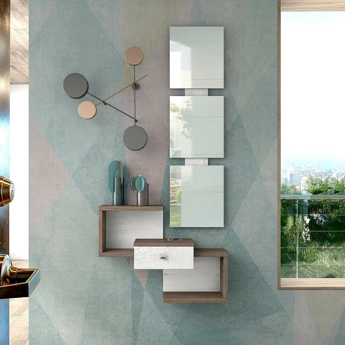 Conjunto recibidor y espejo 124