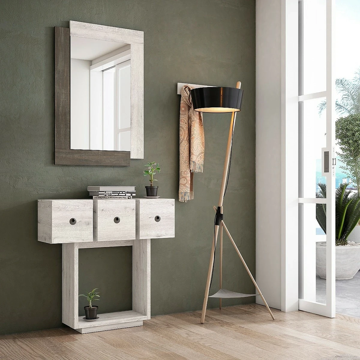 Conjunto recibidor y espejo 125