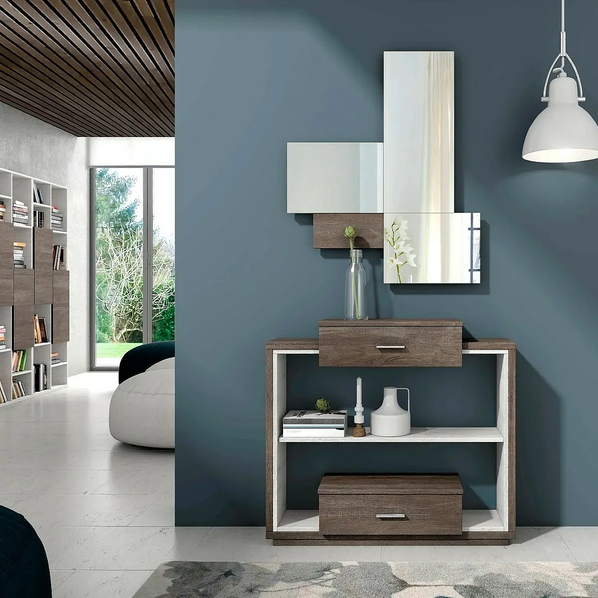 Conjunto recibidor y espejo 128