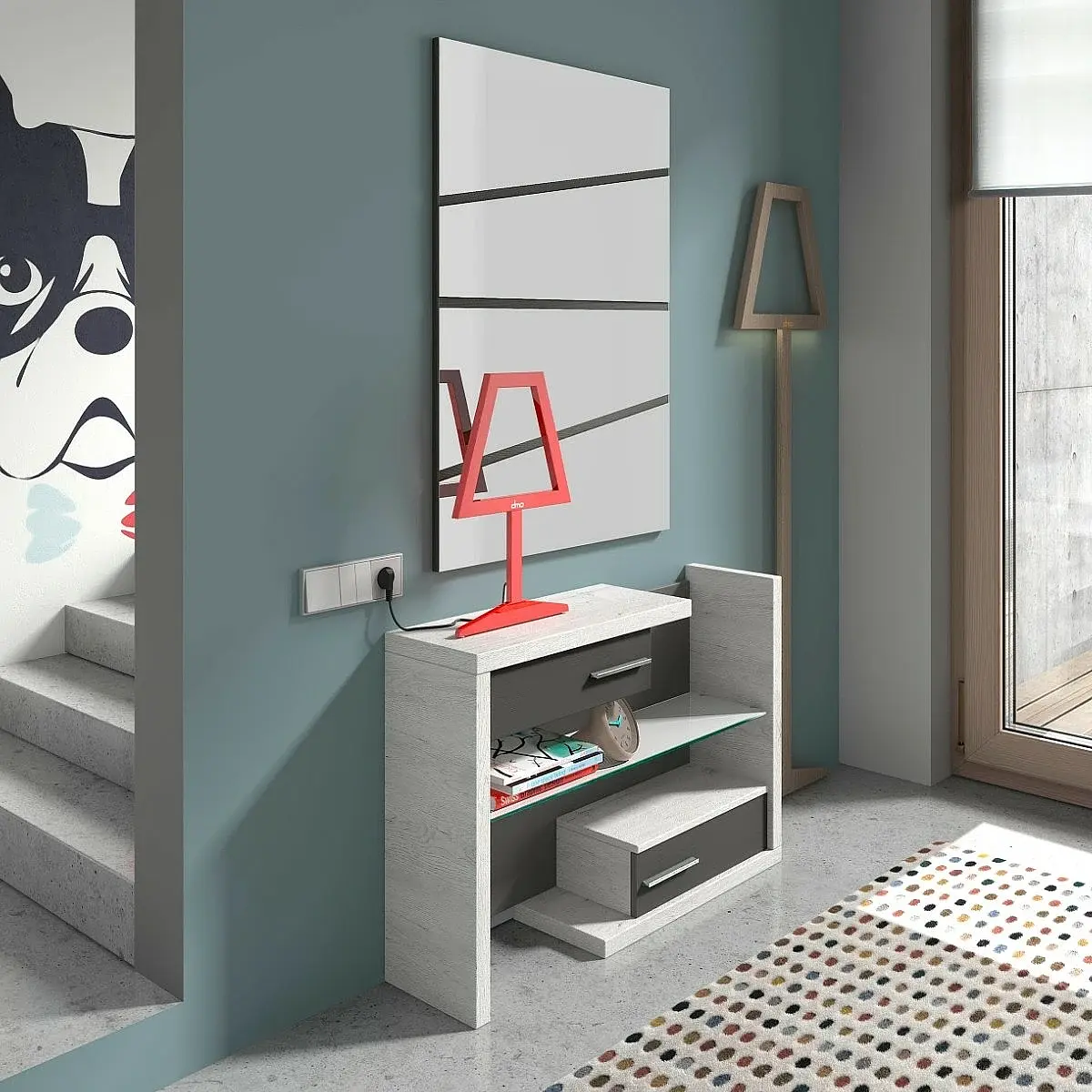 Conjunto recibidor y espejo 129