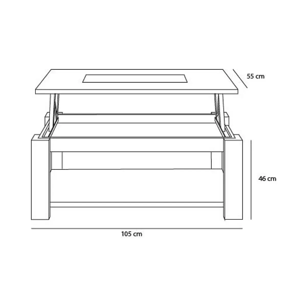 Mesa centro elevable 1029 con cristal