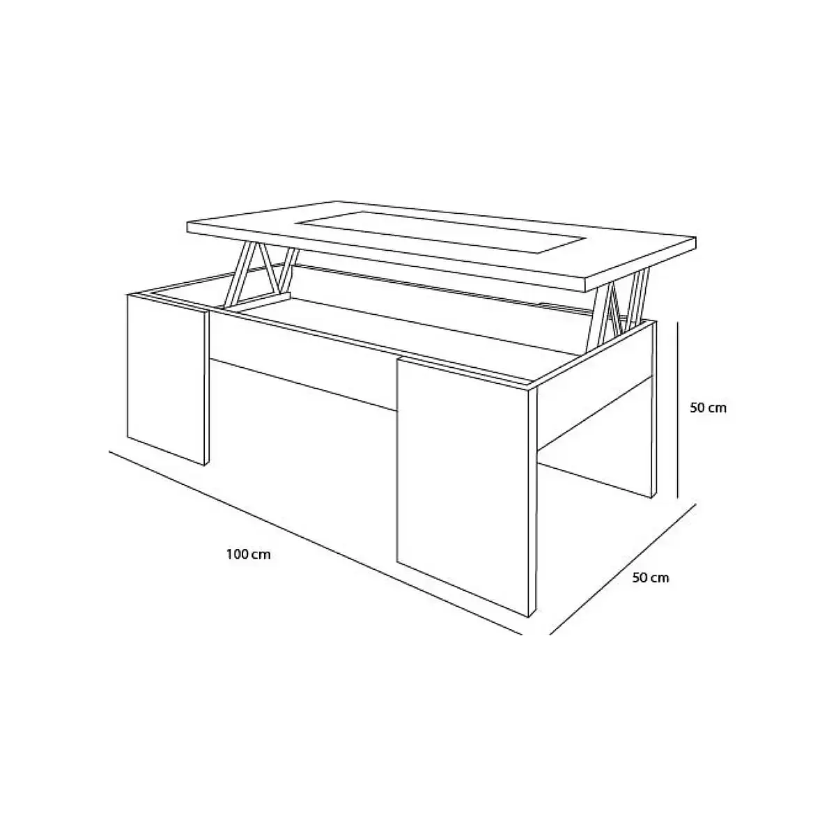 Mesa centro elevable 1091 con cristal