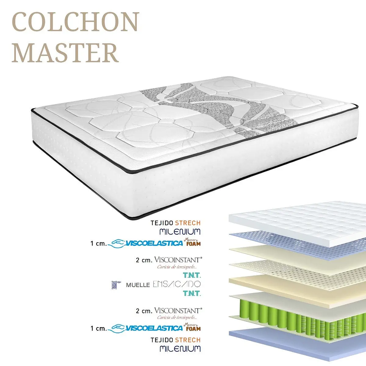 Pack base tapizada + colchón Master