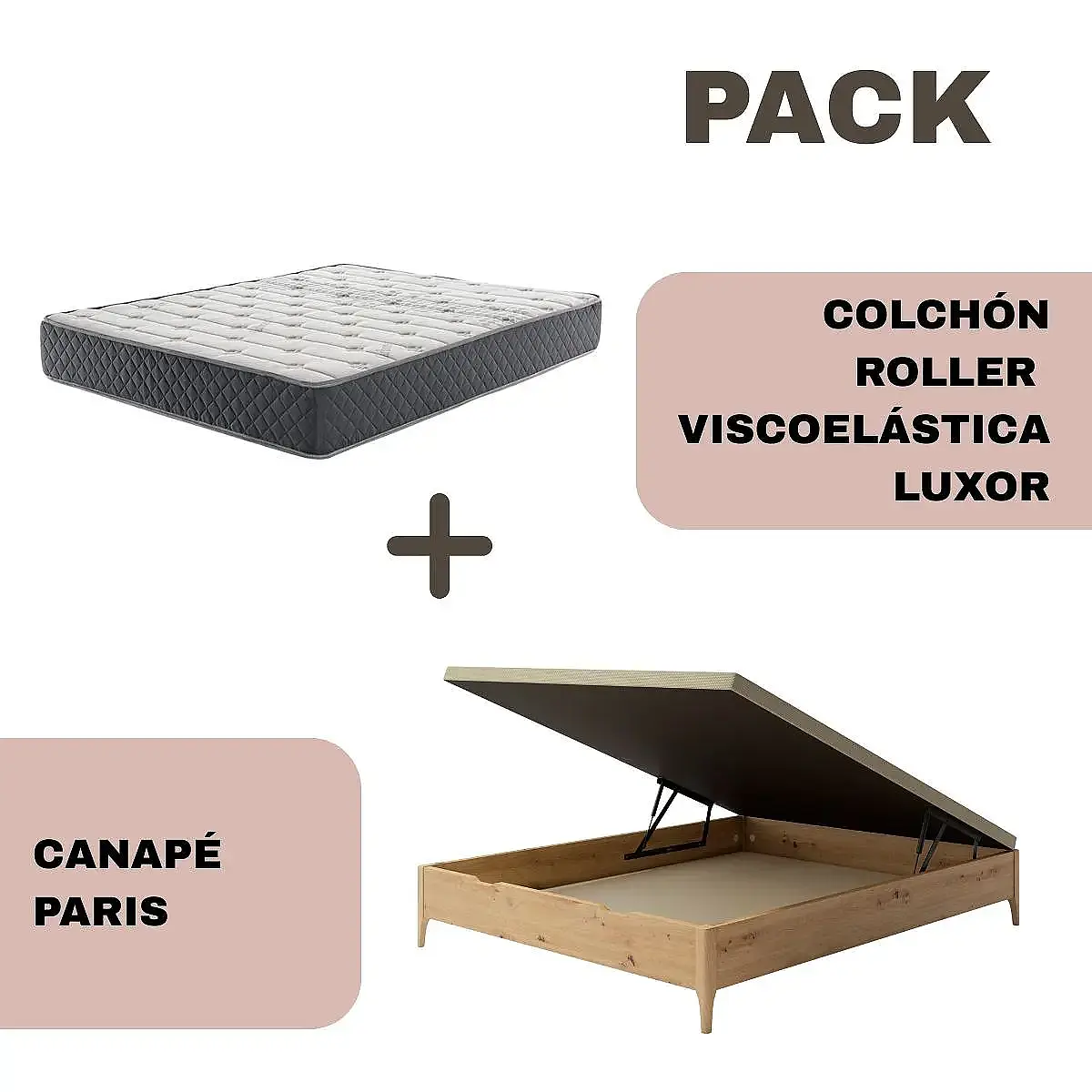 Pack canapé madera Paris + colchón Luxor