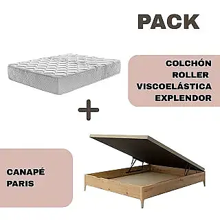 Pack canapé madera Paris + colchón Explendor