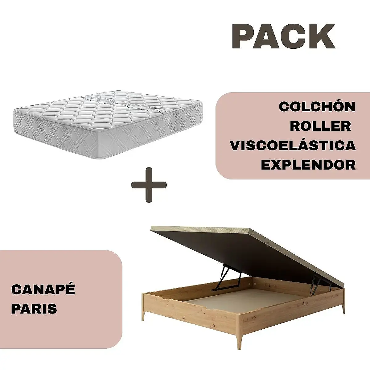 Pack canapé madera Paris + colchón Explendor